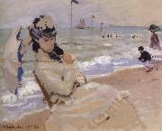 Claude Monet Camille on the Beach at Trouville oil painting picture wholesale